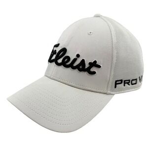Titleist Golf Tour Sports Mesh Staff Hat/Cap White with Black - SIZE: L/XL EUC